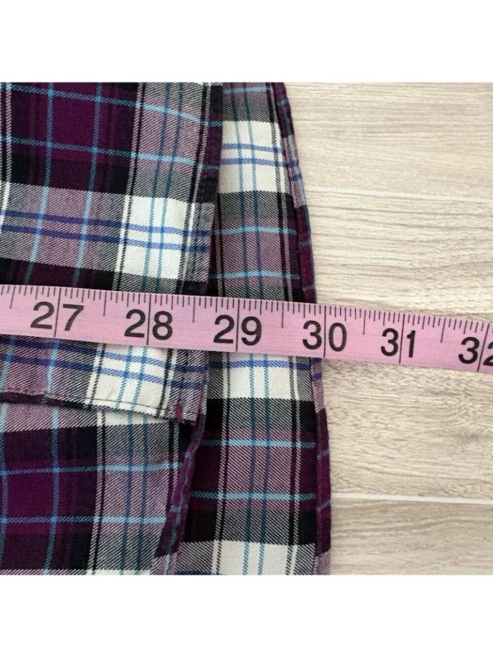 Le Tigre Purple Plaid Flannel Button Front Long Sleeve Shirt - Picture 11 of 14